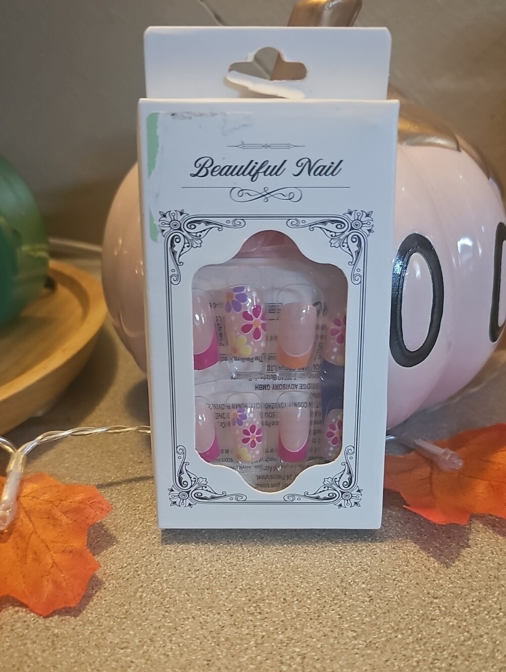 Pink Floral Press-On Nails - Pre-Decorated Set